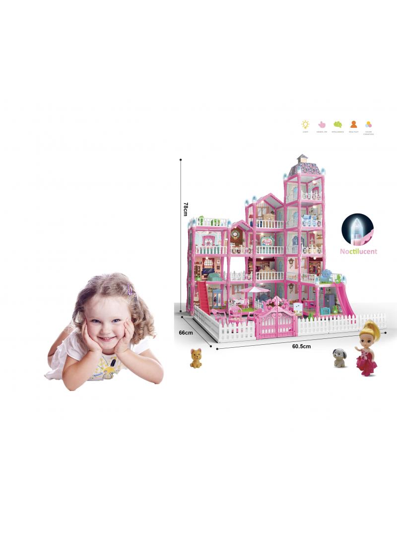 DIY Doll House With Night Light Princess Dream,Dream House Villa For Girls Pretend Toys-5 Story 16 Rooms Dollhouse,Toddler Playhouse Kids Gift For Girls Best Birthday Gift Children's Day