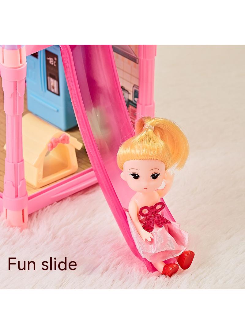 285 Pcs DIY Doll House With Night Light Princess Dream,Dream House Villa For Girls Pretend Toys-4 Story 13 Rooms Dollhouse,Toddler Playhouse Kids Gift For Girls Best Birthday Gift Children's Day