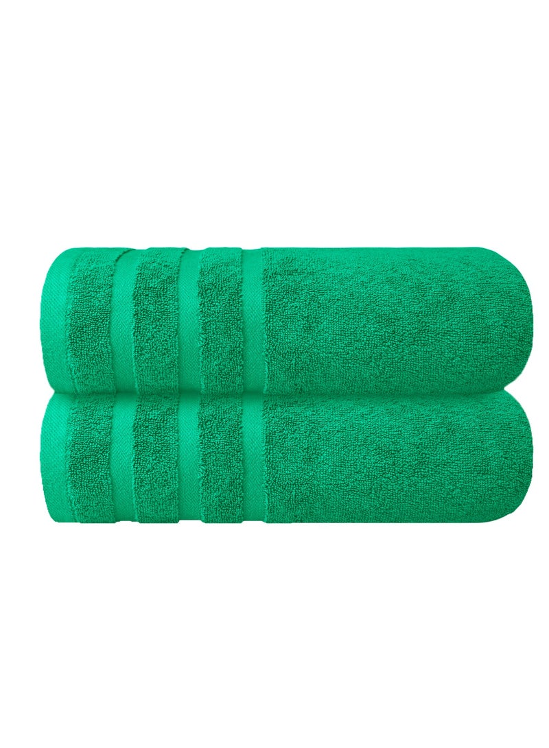 Premium Green Bath Towels 100% Cotton 70cm x 140cm Pack of 2, Ultra Soft and Highly Absorbent Hotel and Spa Quality Bath Towels for Bathroom by Infinitee Xclusives