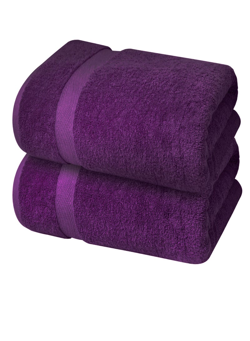 Premium Purple Bath Sheets – Pack of 2, 90cm x 180cm Large Bath Sheet Towel - 100% Cotton Ultra Soft and Absorbent Oversized Towels for Bathroom, Hotel & Spa Quality Towel by Infinitee Xclusives