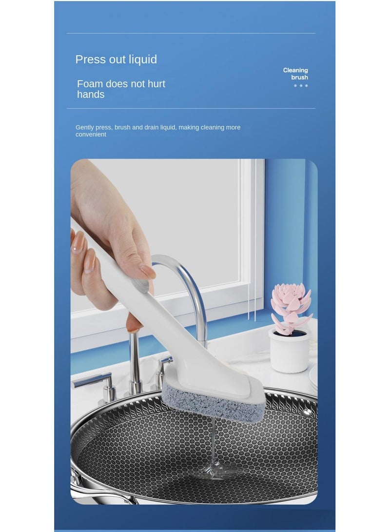 Multi Functional Disposable Pot Brush Automatic Addition Of Dishwashing Liquid Scouring Cloth Dishwashing Brush Kitchen Cleaning Brush With 5 Pcs Diamond Yarn Brush Heads
