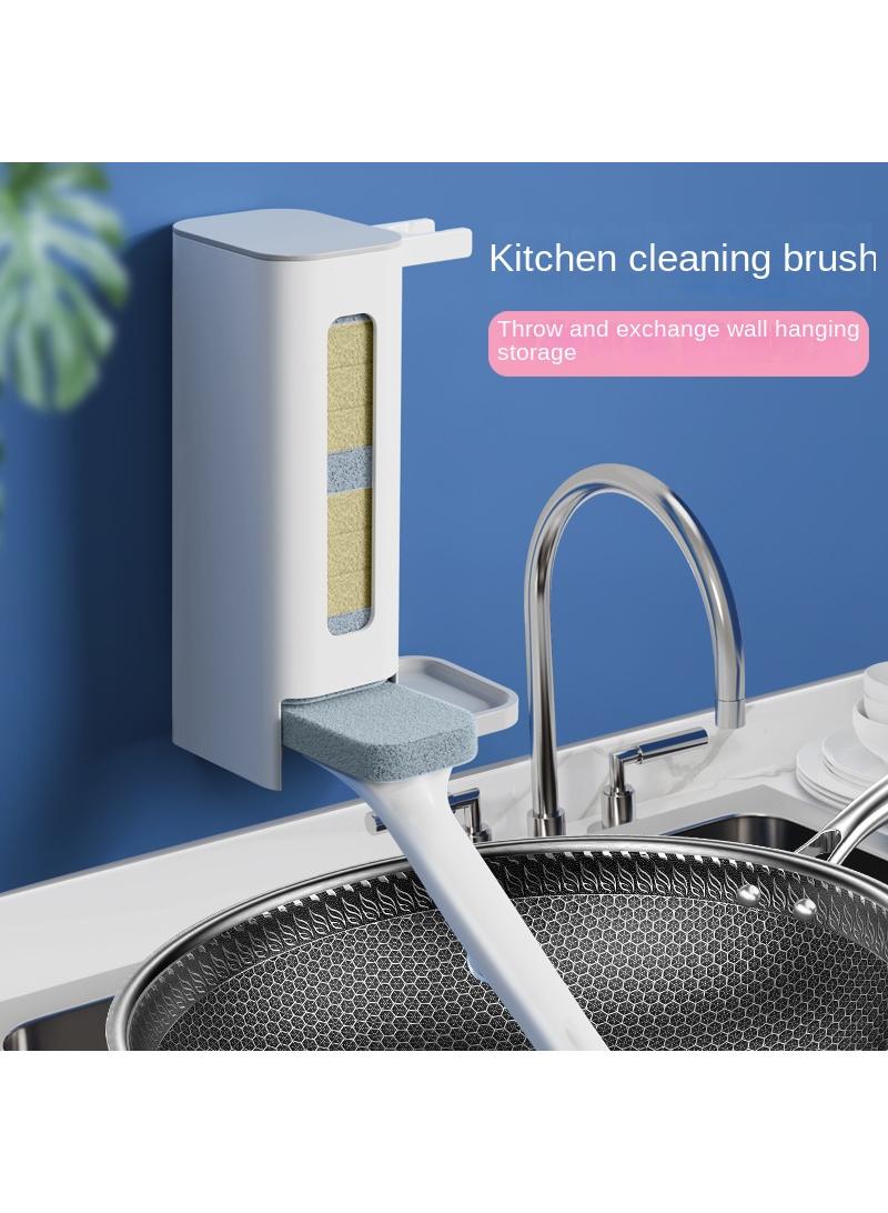 Multi Functional Disposable Pot Brush Automatic Addition Of Dishwashing Liquid Scouring Cloth Dishwashing Brush Kitchen Cleaning Brush With 5 Pcs Diamond Yarn Brush Heads