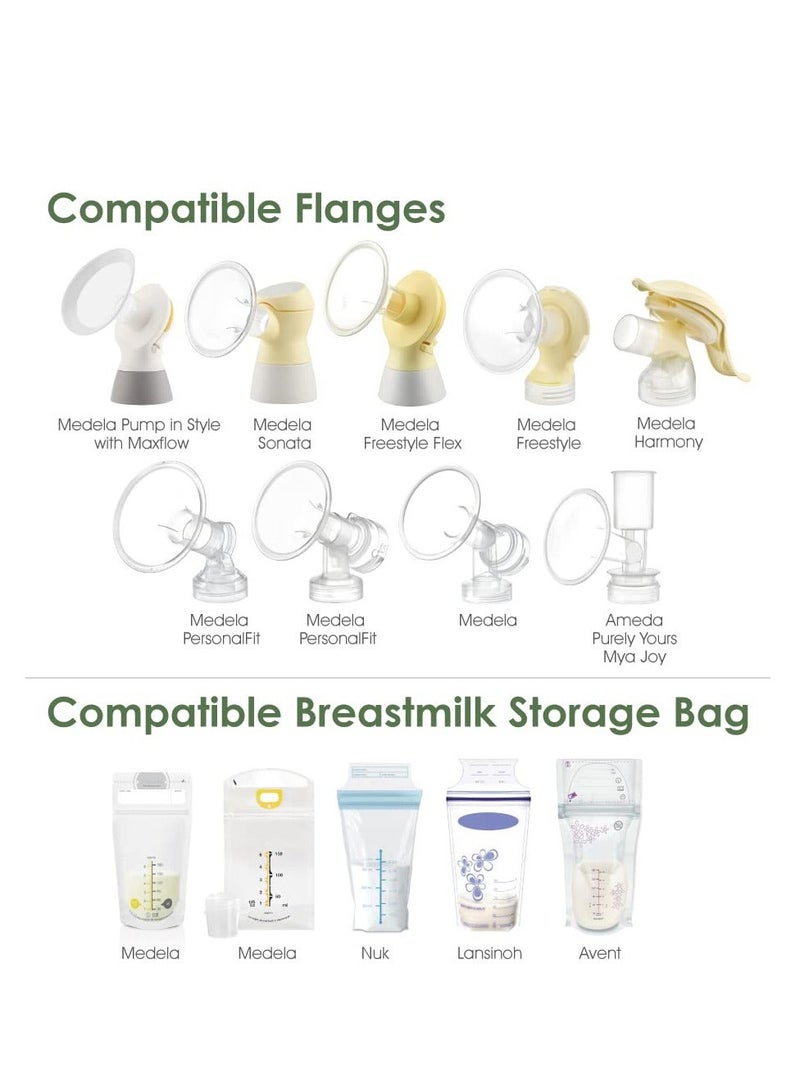 Breastmilk Storage Bag Adapters - 3rd Generation, Narrow Neck, Compatible with Medela Pumps (All) and Selected Ameda Pumps. Also Lansinoh Nuk Bags
