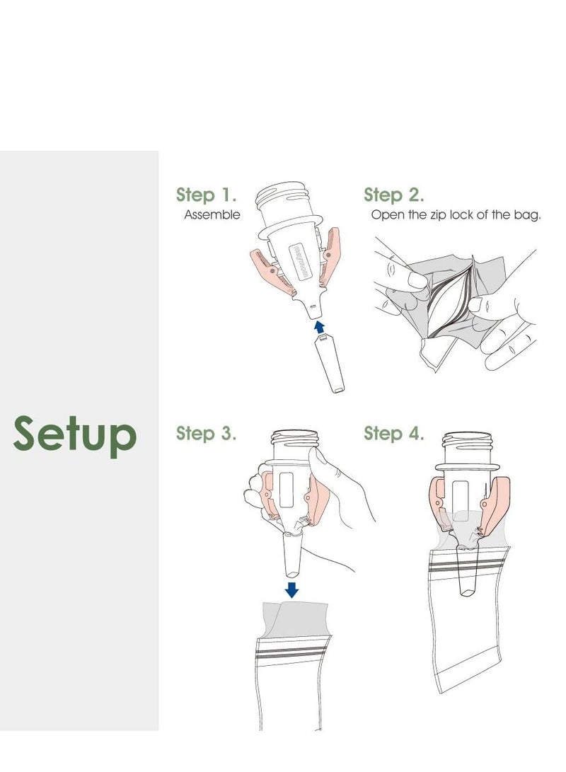 Breastmilk Storage Bag Adapters - 3rd Generation, Narrow Neck, Compatible with Medela Pumps (All) and Selected Ameda Pumps. Also Lansinoh Nuk Bags