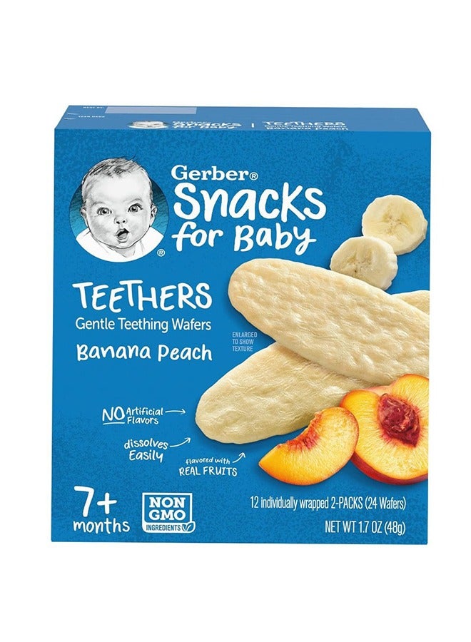 Pack Of 24 Organic Gentle Baby Teethers Wafers, 7M+, Banana Peach, 48 G, 2 X 12 Teethers