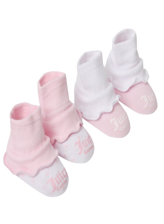 Juicy Couture Stripe Dot Boxed Baby Bootie Set Pink