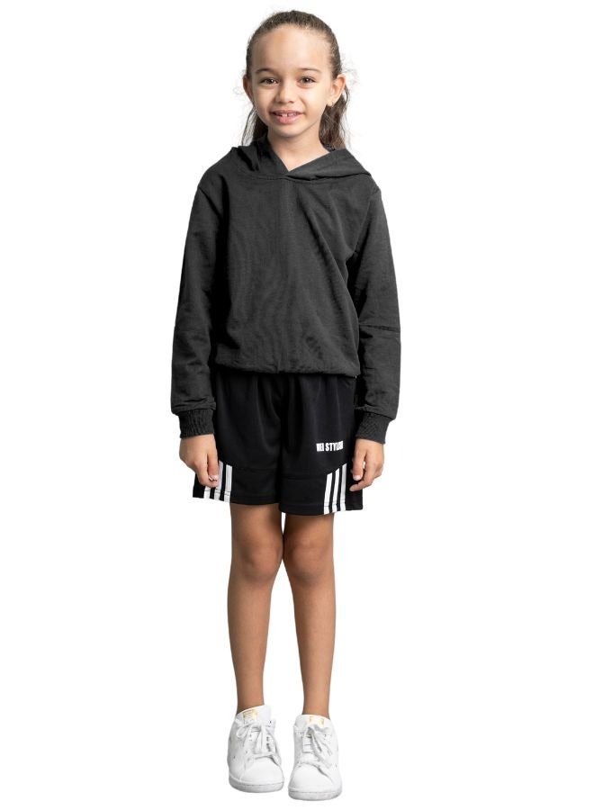 Kids unisex Hooded Sweatshirt - Solid Black Long Sleeve Hoodie