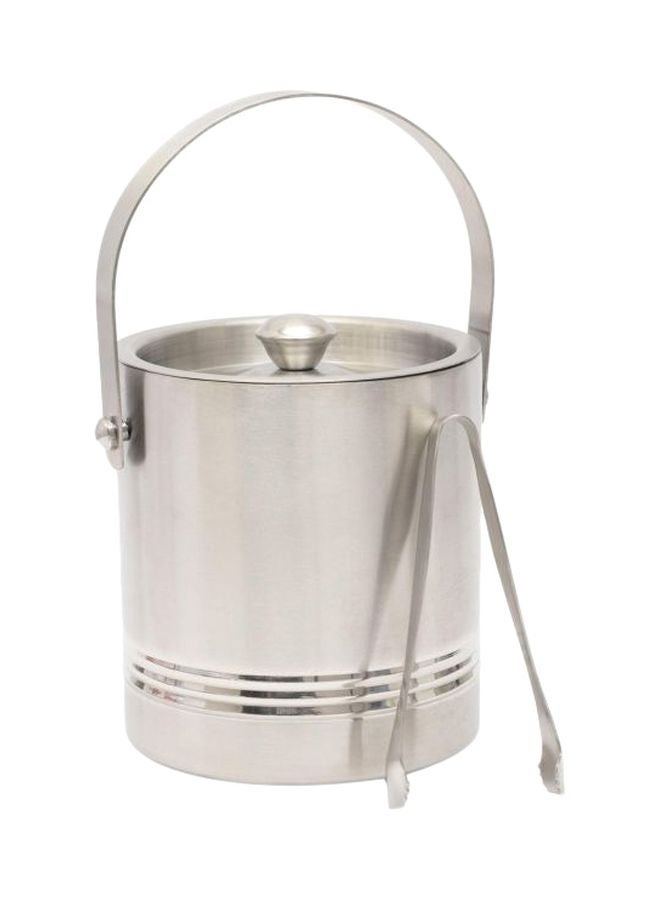 Stainless Steel Double Wall Ice Bucket With Tong 1L Silver
