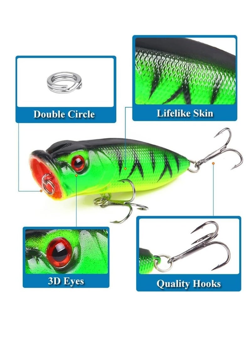 Fishing Lures, 5Pcs Crank Bait Set Minnow Lures, Life-Like Swimbait Fishing Bait Crankbait, Bass Lures for Freshwater and Saltwater Trout Bass Salmon Fishing