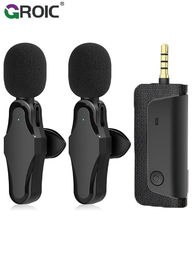 External Microphone, Compatible with Canon EOS Rebel T6i Digital Camera External Microphone 2.4GHz Dual Wireless Lavalier Microphone Set for Cameras