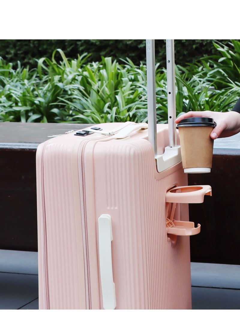 Biggdesign Moods Up Carry On Luggage with Spinner Wheels, Cup Holder, USB Port and TSA Lock System 20-Inch Pink