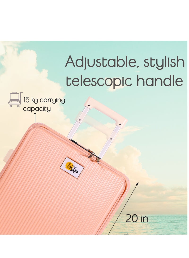 Biggdesign Moods Up Carry On Luggage with Spinner Wheels, Cup Holder, USB Port and TSA Lock System 20-Inch Pink