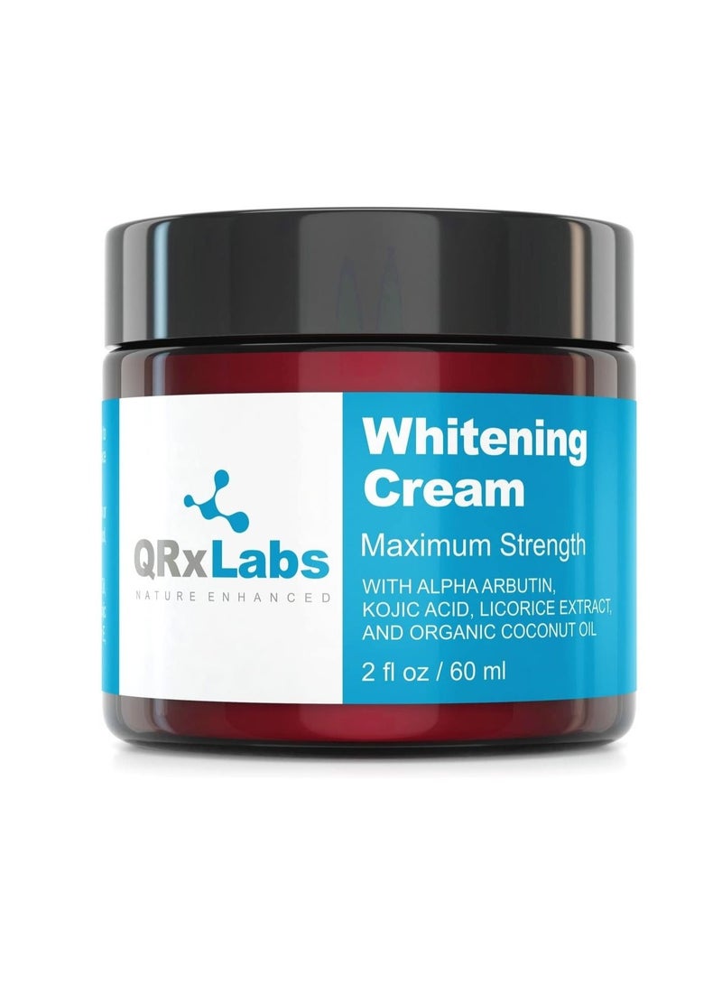 Skin Whitening Cream with2%Alpha Arbutin Kojic Acid Licorice Root Extract Maximum Strength Brightening for Face Neck  Body Dark Spots Hyperpigmentation Melasma and Sun Damage 2fl oz