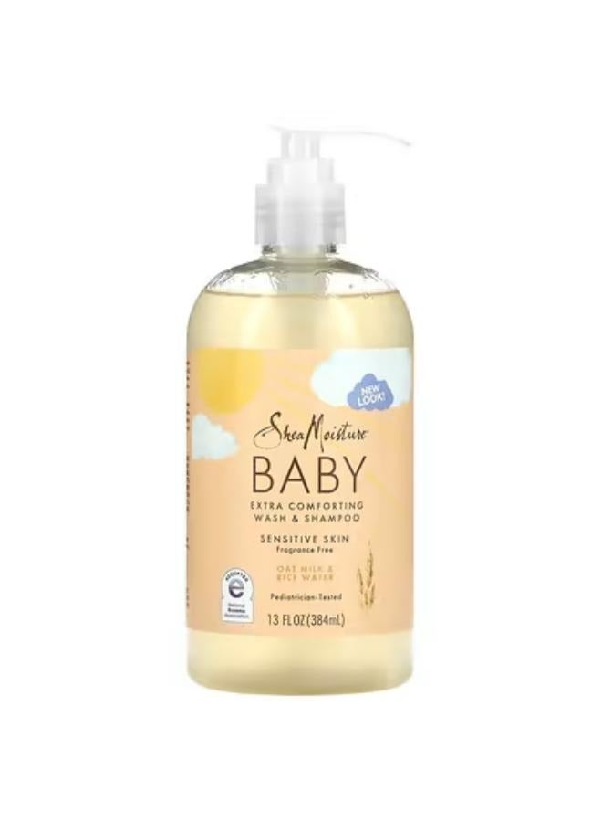 Baby Extra Comforting Wash & Shampoo, Oat Milk & Rice Water, Fragrance Free, 13 fl oz (384 ml)