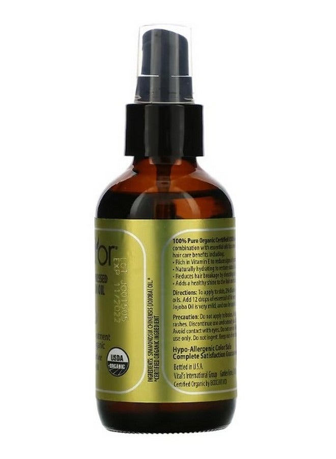 100% Pure Cold Pressed Organic Jojoba Oil 4 fl oz 118 ml