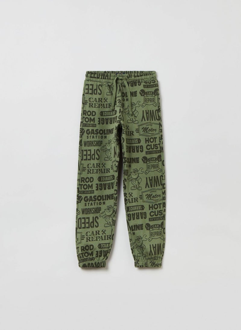 OVS Fleece Joggers With Lettering Print