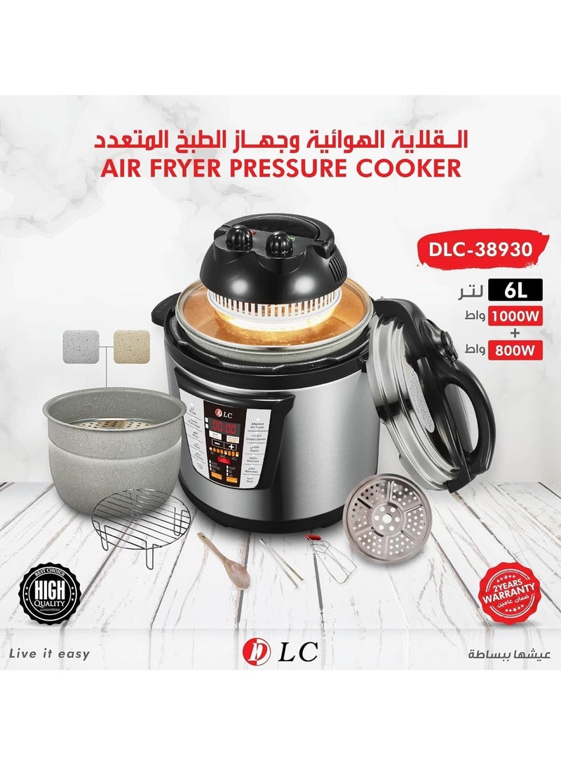DLC-38930 2 In 1 Electric Air Fryer & Pressure Cooker With Stainless Steel 6 Litre Capacity 1000 Watt