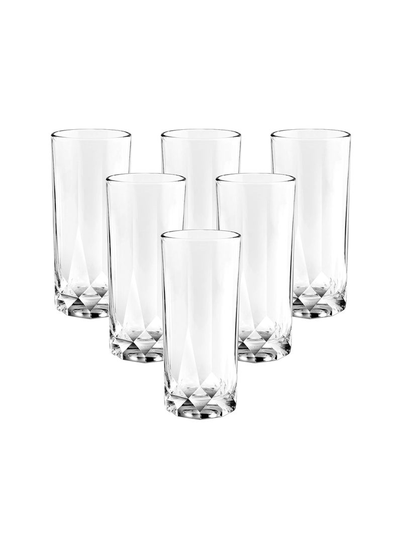 Connexion Hi Ball Glass, Set Of 6, Clear, 350 Ml, P02808, Highball Glass, Tall Glass, Beverage Glass, Long Drink Glass, Water Glass, Juice Glass