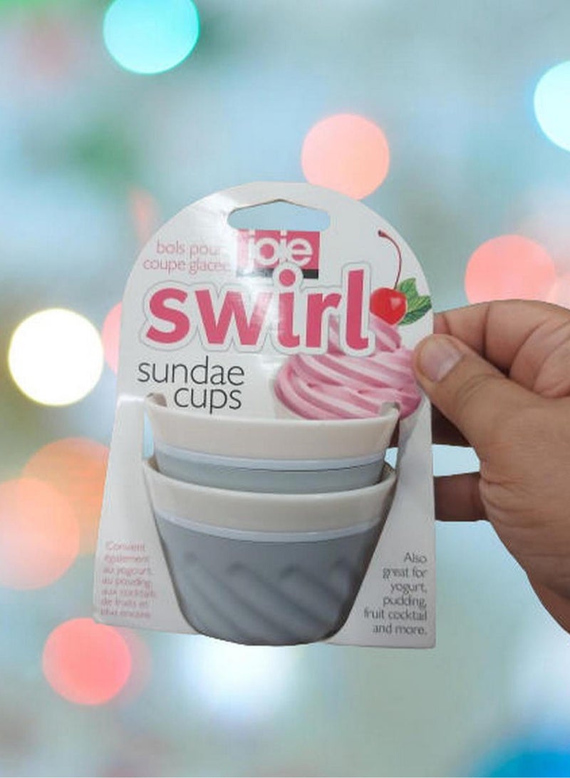 Swirl Sundae Cup Pack Of 2 Off White & Grey