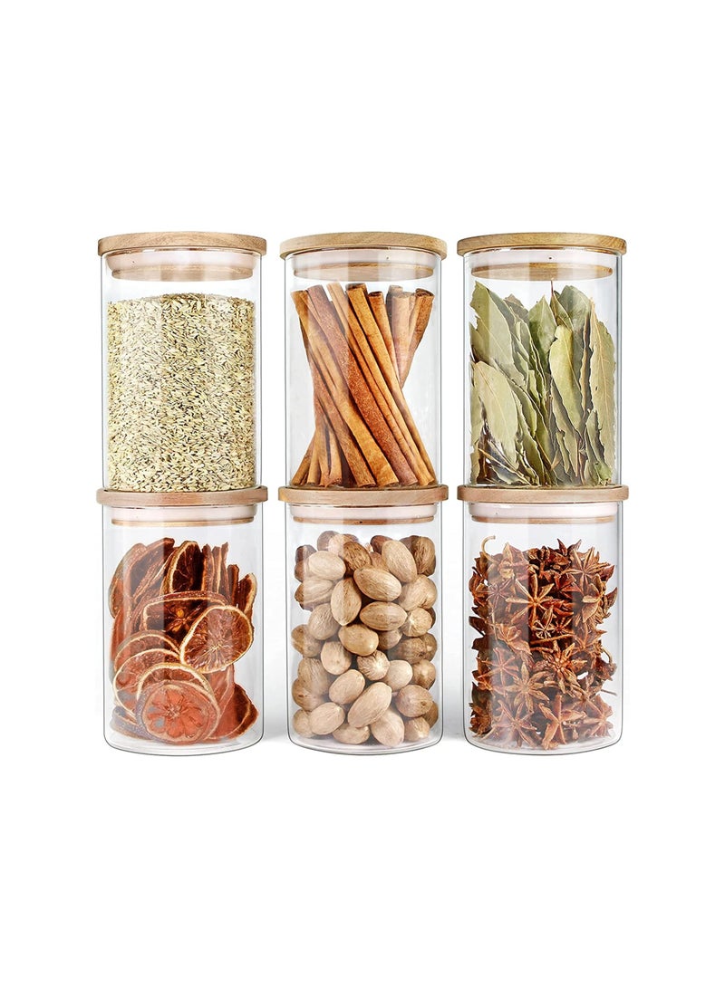 Glass Storage Jar with Bamboo Lids,Glass Airtight Canisters sets,Spice Jar, Pantry Organization and Storage Containers Ideal for Sugar, Coffee, Cookie, Candy,Cereals (1000ml/35.2 oz, Set of 6)