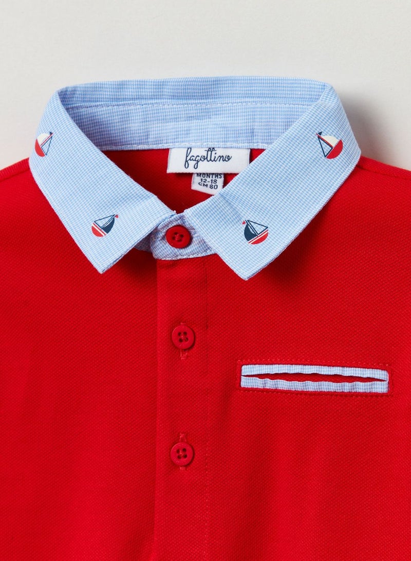 OVS Pique Polo Shirt With Embroidered Sail Boat