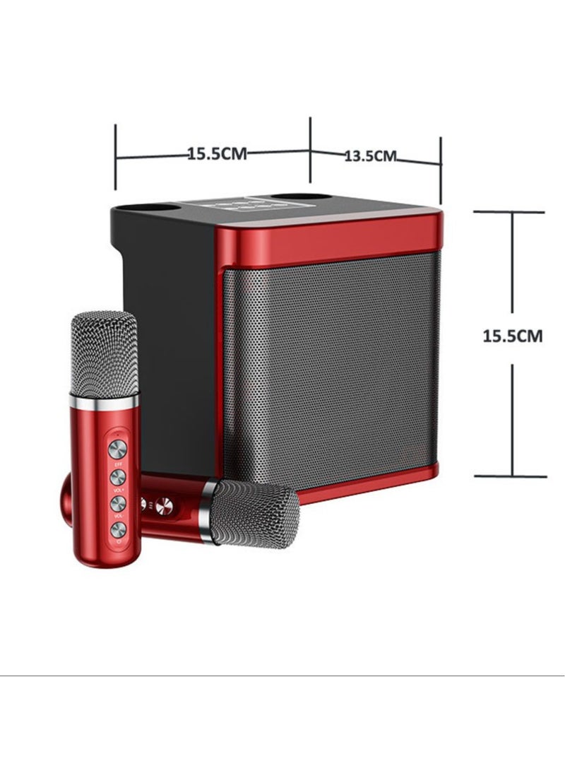 1 Set Bluetooth Speaker with Microphone 5.0 USB Charging Wireless Speakers with Bluetooth Surround Sound Portable Speaker for Smart TV Microphone with Speaker for Singing Red