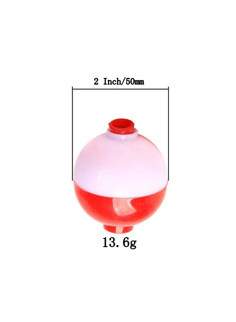 5-Pieces/Set 50mm Red and White Fishing Float Balls,Fishing Bobbers Drift Indicator,Float Balls Fishing Accessory Tool