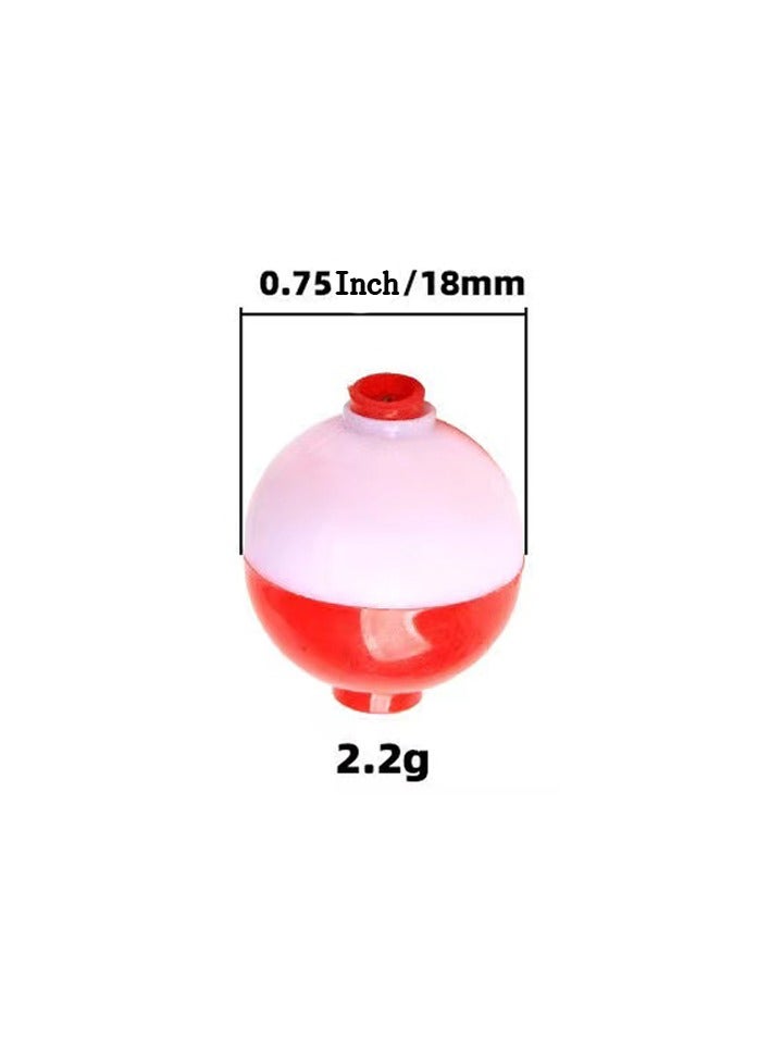 5-Pieces/Set 18mm Red and White Fishing Float Balls,Fishing Bobbers Drift Indicator,Float Balls Fishing Accessory Tool