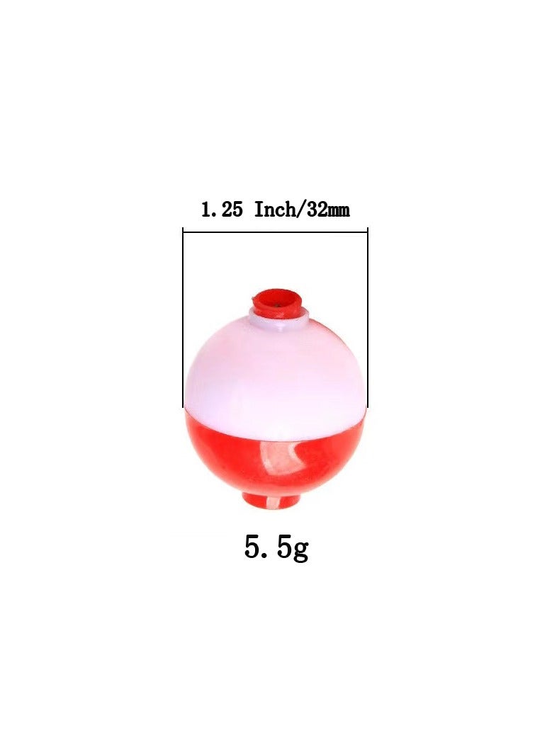 5-Pieces/Set 32mm Red and White Fishing Float Balls,Fishing Bobbers Drift Indicator,Float Balls Fishing Accessory Tool