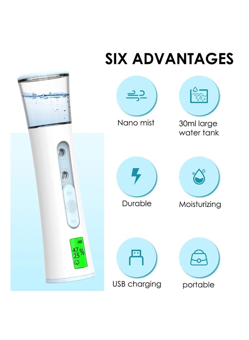 Handheld Nano Mist Sprayer Beauty Instrument Mini Moisturizing Humidifier Skin Care LED Display Portable Facial Steamer Nebulizer