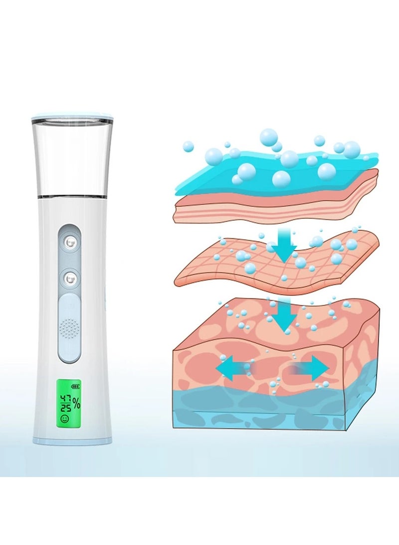 Handheld Nano Mist Sprayer Beauty Instrument Mini Moisturizing Humidifier Skin Care LED Display Portable Facial Steamer Nebulizer