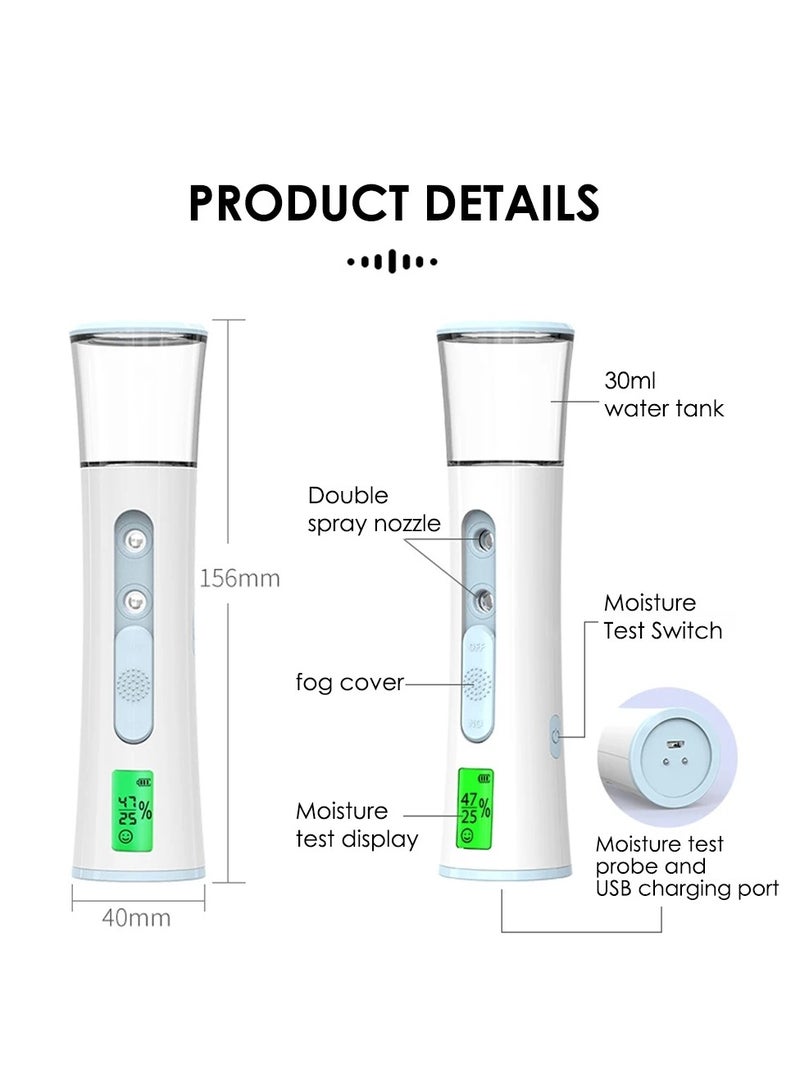 Handheld Nano Mist Sprayer Beauty Instrument Mini Moisturizing Humidifier Skin Care LED Display Portable Facial Steamer Nebulizer