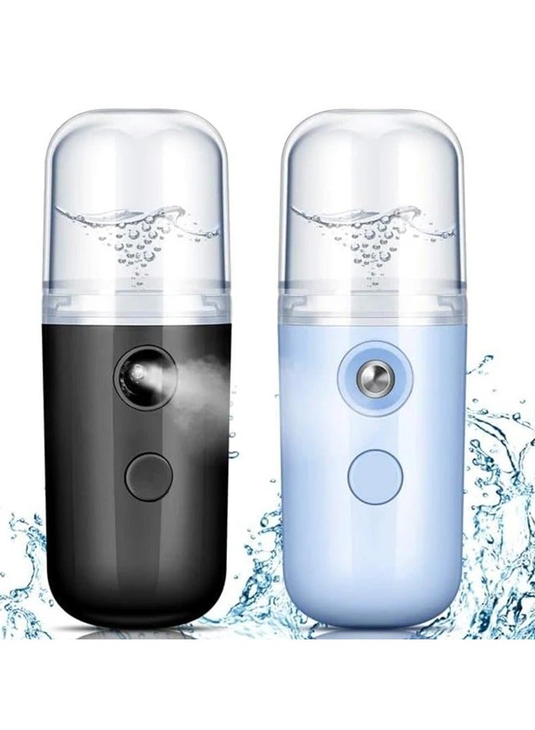 2 PCS Mini Portable Humidifier Facial Steamer Beauty Device Moisturizing Spray Cold Spray Appliance Rechargeable Nano Spray