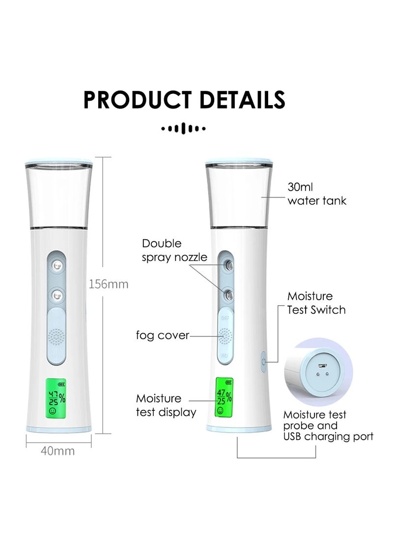 Handheld Nano Mist Sprayer Beauty Instrument Mini Moisturizing Humidifier Skin Care LED Display Portable Facial Steamer Nebulizer