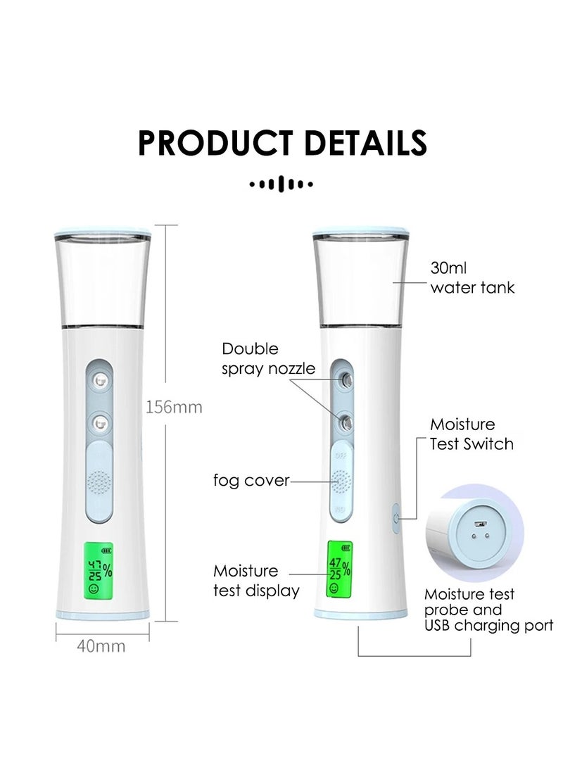 4 PCS Handheld Nano Mist Sprayer Beauty Instrument Mini Moisturizing Humidifier Skin Care LED Display Portable Facial Steamer Nebulizer