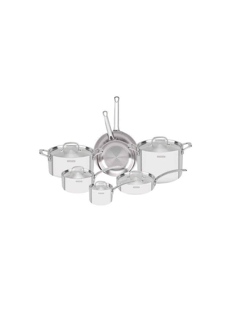 Since 1911,Made in Brazil-  Grano 12 Pieces Stainless Steel Cookware Set, Tri-ply Body, Contemporary Design, Mirror Finish, Steam Vent Lids, Durable, Easy to Clean, Dishwasher-Safe