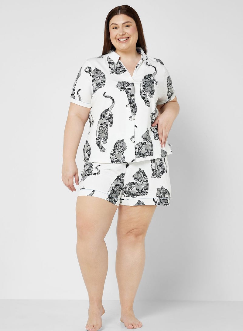 Printed Shirt & Short Pyjama Set