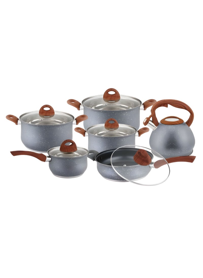 Goldensea 12pcs Pots and Pans Cookware Set, 3 Layers Botton, Used for Induction, Electric Stove, Gas and Radiant Cooker