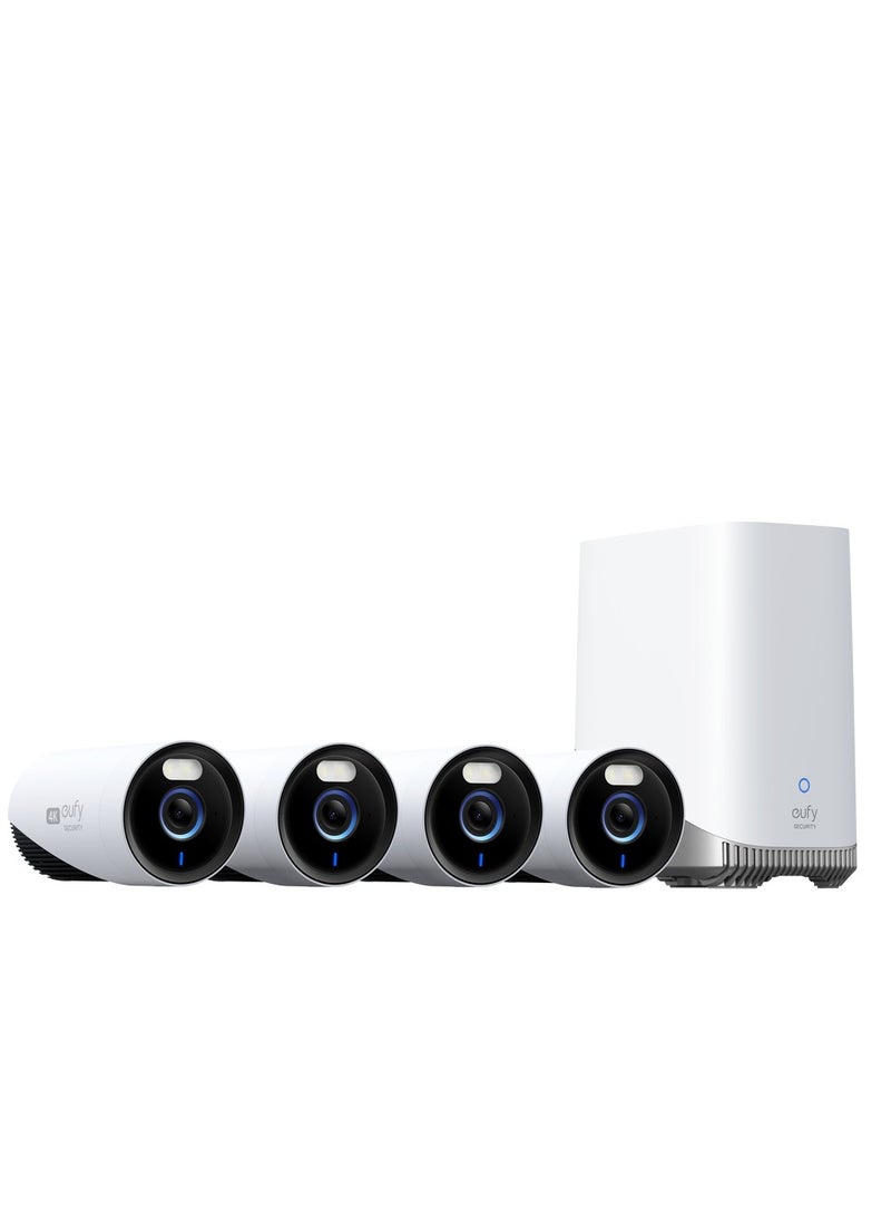 eufy E8600323 4K 1+4 Wireless Security System Camera - White