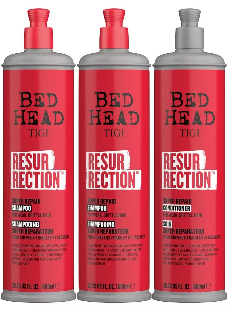 Bed Head Super Repair Resurrection Shampoo 2x600 mL + Conditioner 600 mL