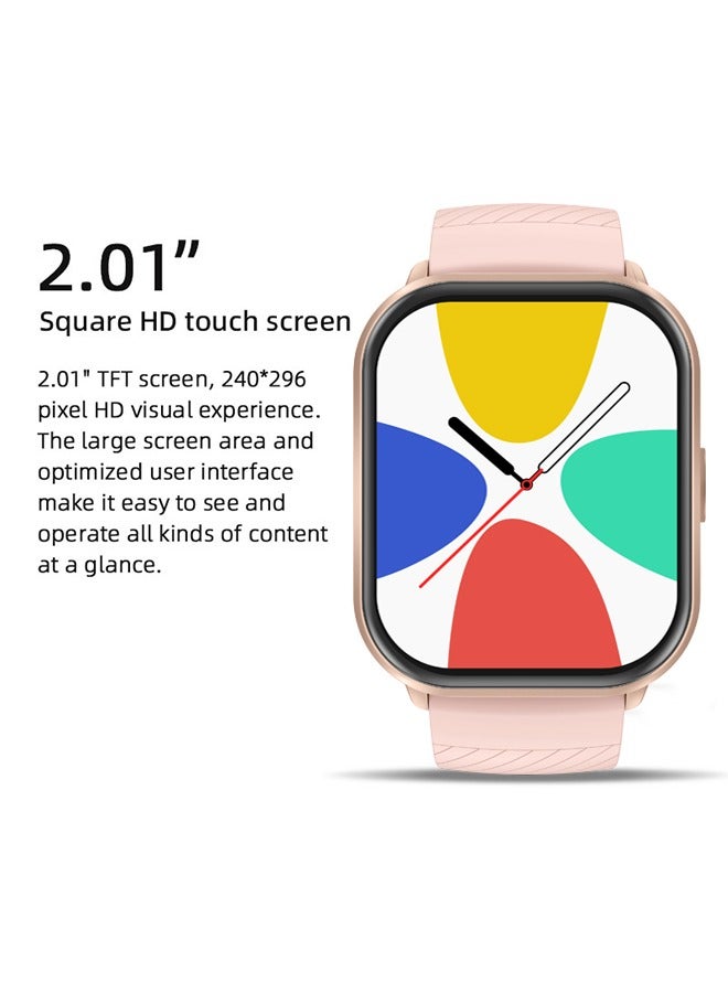 Casual Smartwatch For Women Men,2.1 inch Screen Fitness Tracker, Heart Rate Sleep Monitor IP68 Waterproof Sport Smartwatch,Pink