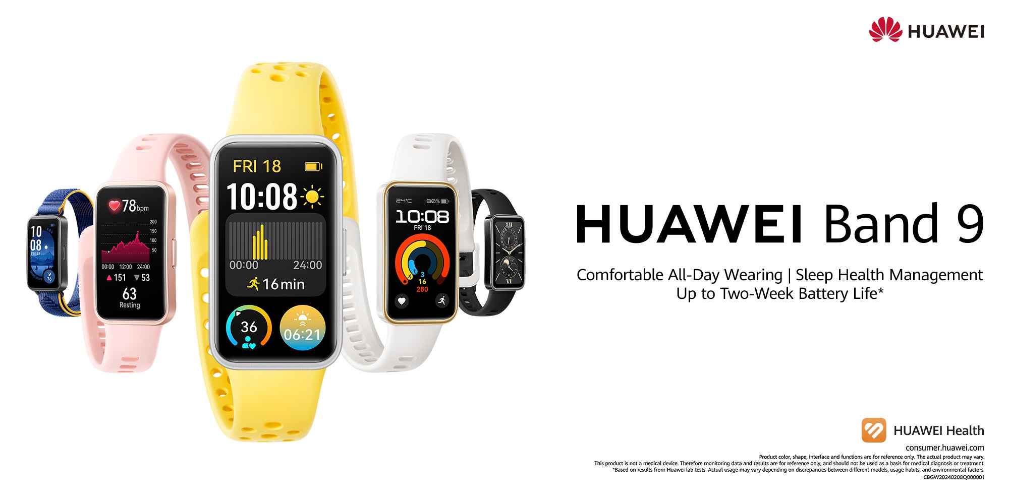 Band 9 Smart Watch, Ultra-Thin Design And Comfortable Wearing, Scientific Sleep Analysis, Durable Battery Life, IOS And Android Charm Pink