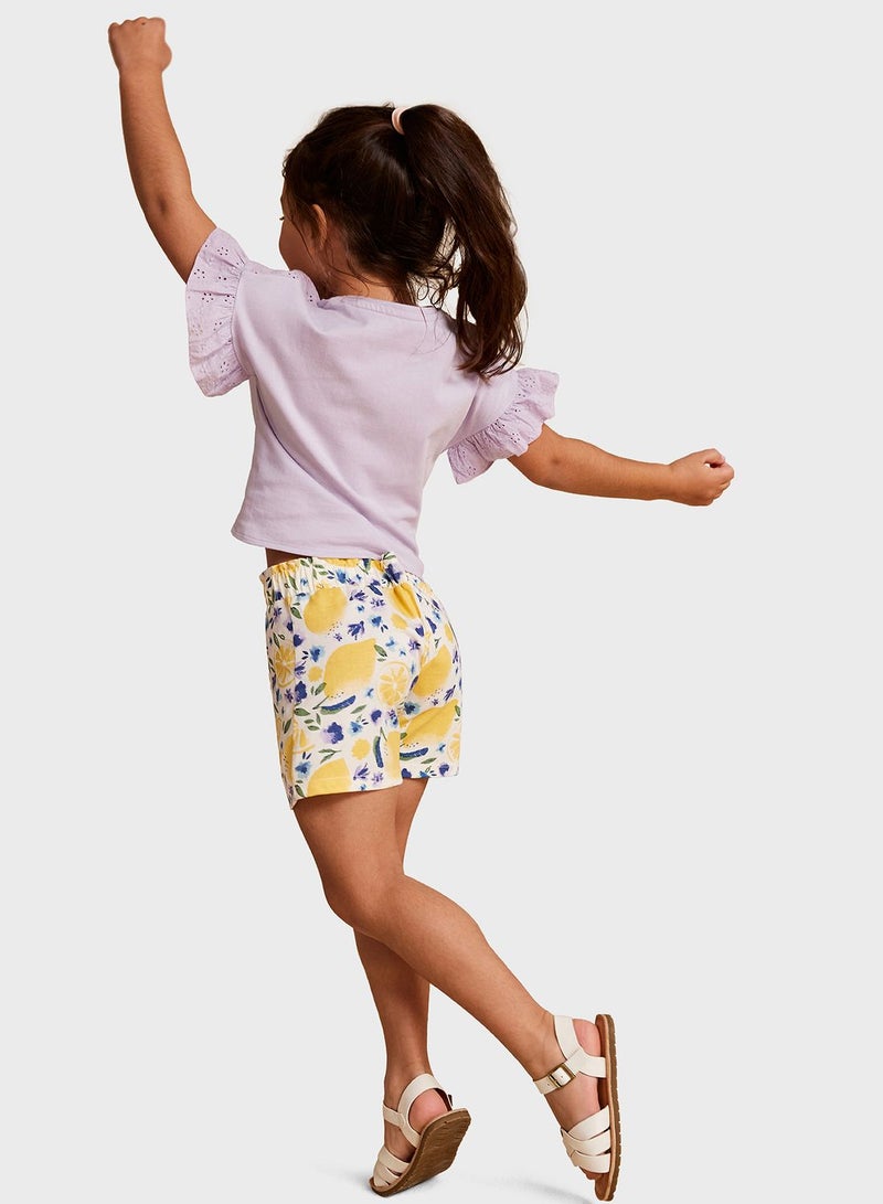 Kids Frill Sleeve Top & Shorts Set