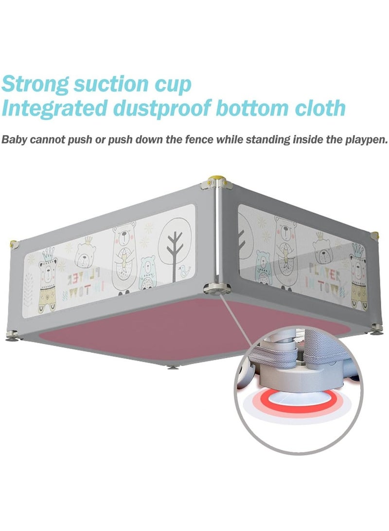 Baby Playpen Playpen for baby with Integrated dustproof bottom cloth & Suction Cup Baby Safe Activity Center Adjustable fence Baby Playards Baby Bumper Foam Playpen Breathable Mesh