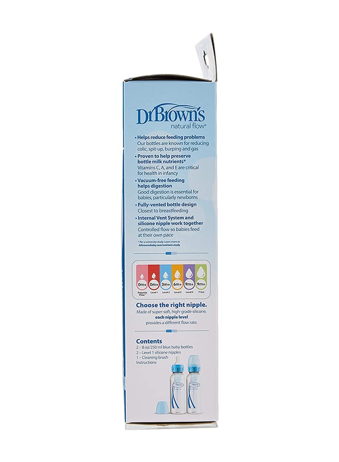 8 Oz/250 Ml Anti-Colic Pp Narrow Options+ Bottle - Blue, 2-Pack