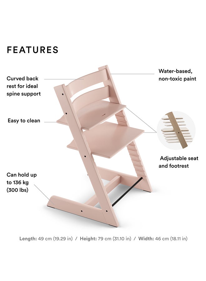 Tripp Trapp Chair Adjustable, Convertible Baby High Chair For Toddlers , Children And Adults Convenient, Comfortable And Ergonomic Classic Design Serene Pink