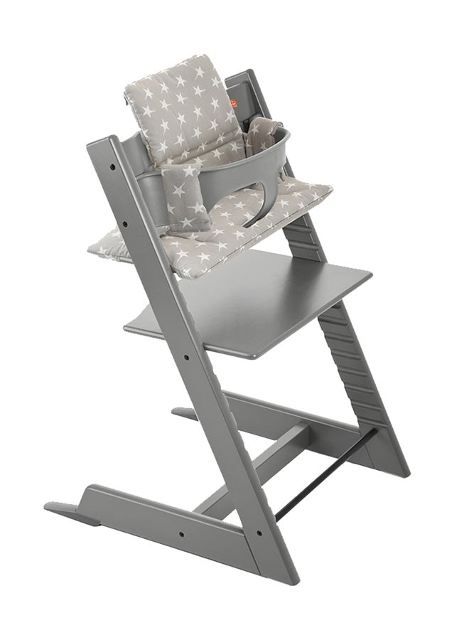 Tripp Trapp Chair Storm Grey + Baby Set Storm Grey + Harness Beige