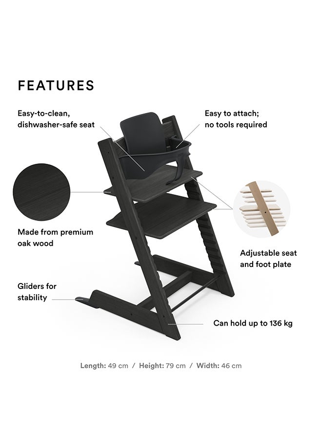 Tripp Trapp High Chair With Baby Set Adjustable, Convertible Chair For Children And Adultsergonomic And Classic Design - Black