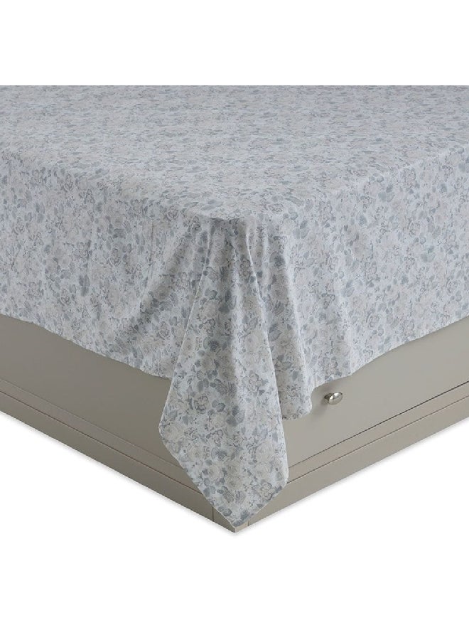 Rose Queen Flat Sheet Set, White & Grey - 210TC, 228x255 cms