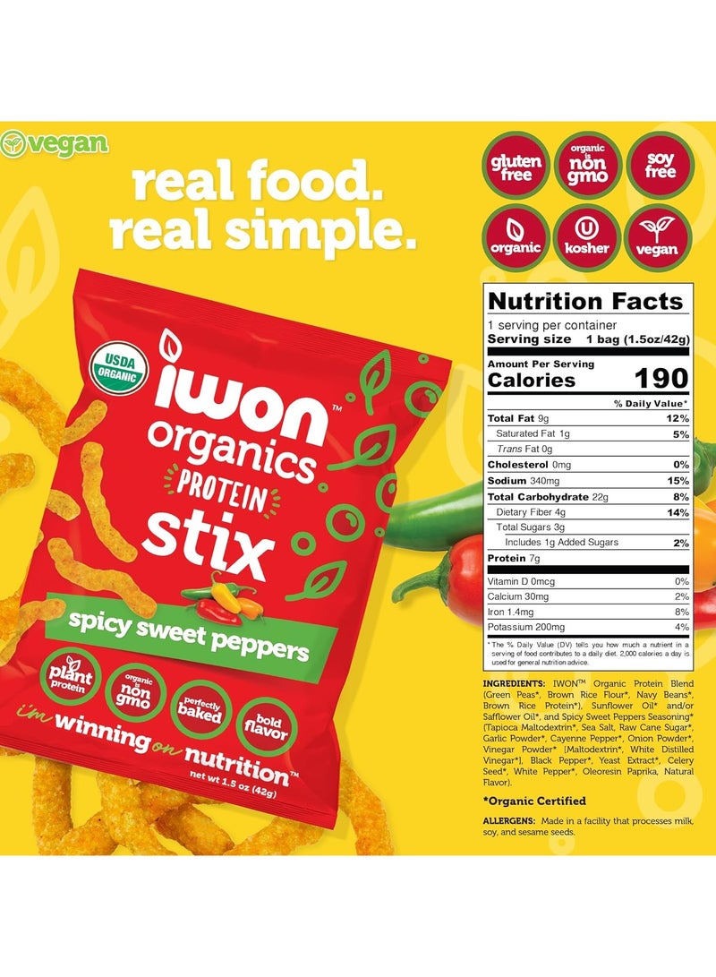 Iwon Organics Protein Stick Spicy Sweet Peppers 42g Pack of 8
